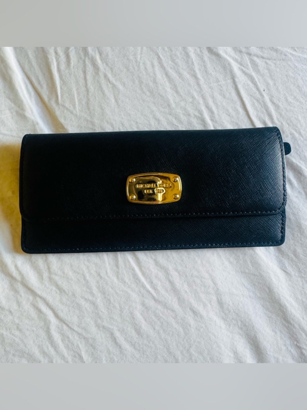 Michael Kors Black Saffiano Leather Wallet with Gold Hardware